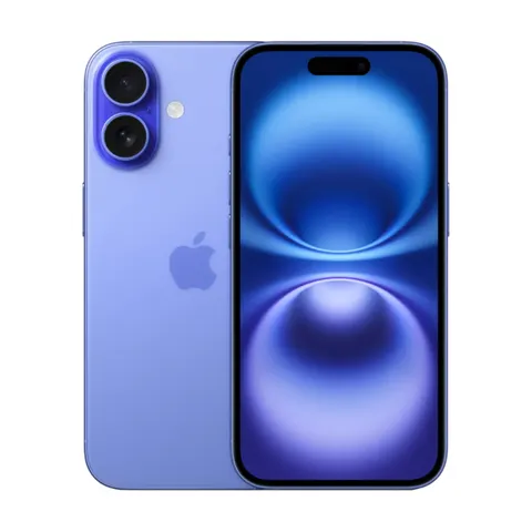Apple iPhone 16, Ультрамариновый — вид спереди и сзади