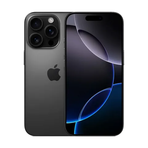 Apple iPhone 16 Pro Max, Черный титан — вид спереди и сзади