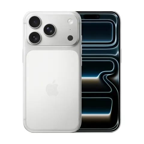 Apple iPhone 17 Pro Max, Серебряный — вид спереди и сзади