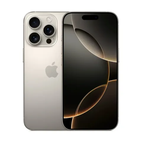 Apple iPhone 16 Pro Max, Натуральный Титан — вид спереди и сзади